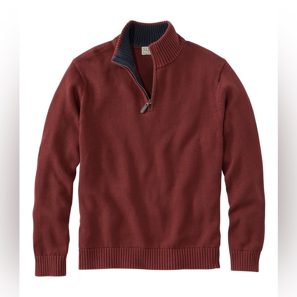 L.L. Bean Men's Double L® Cotton Sweater, Quarter-Zip, size XL